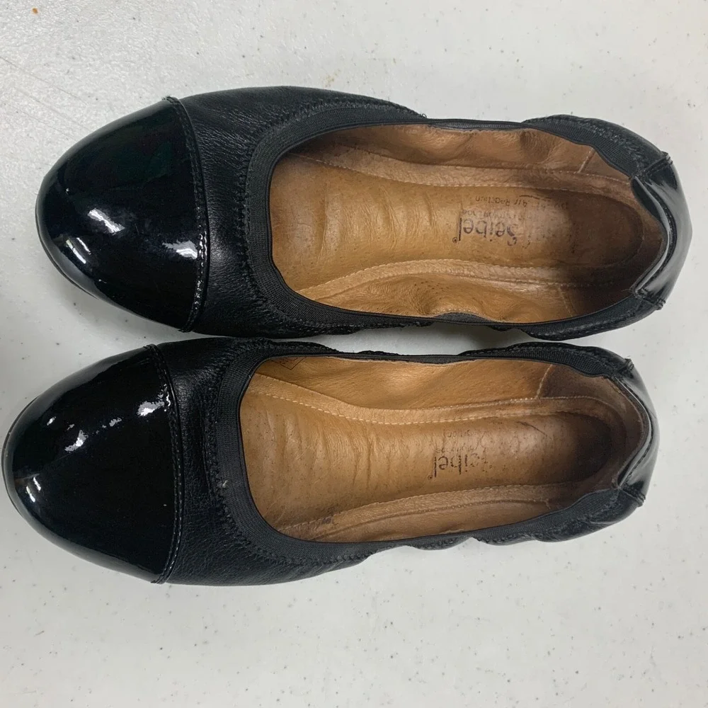 JOSEF SEIBEL‎ EUR 37 US 6.5 Pippa Black Leather Round Cap Toe Ballet Flats